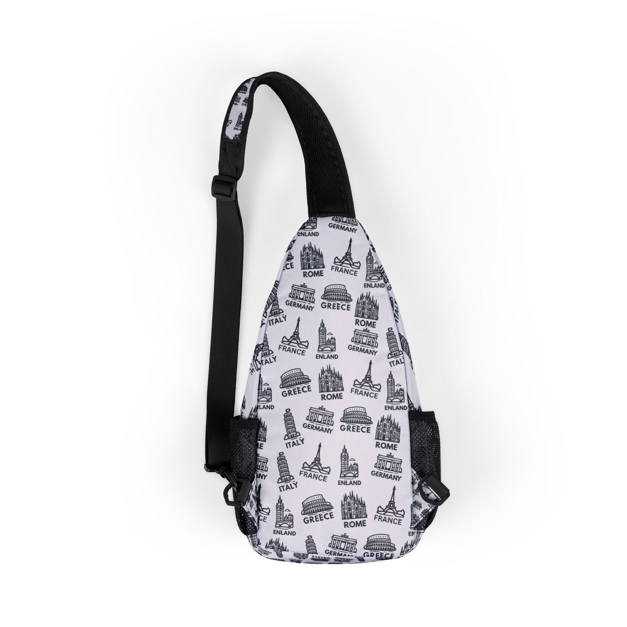 Globe Locations Graphic Sling Chest Bag, Travel Sling Chest Bag, Travel Accessory Bag, Her His Sling Chest Bag, Traveler Gift, Essential Bag