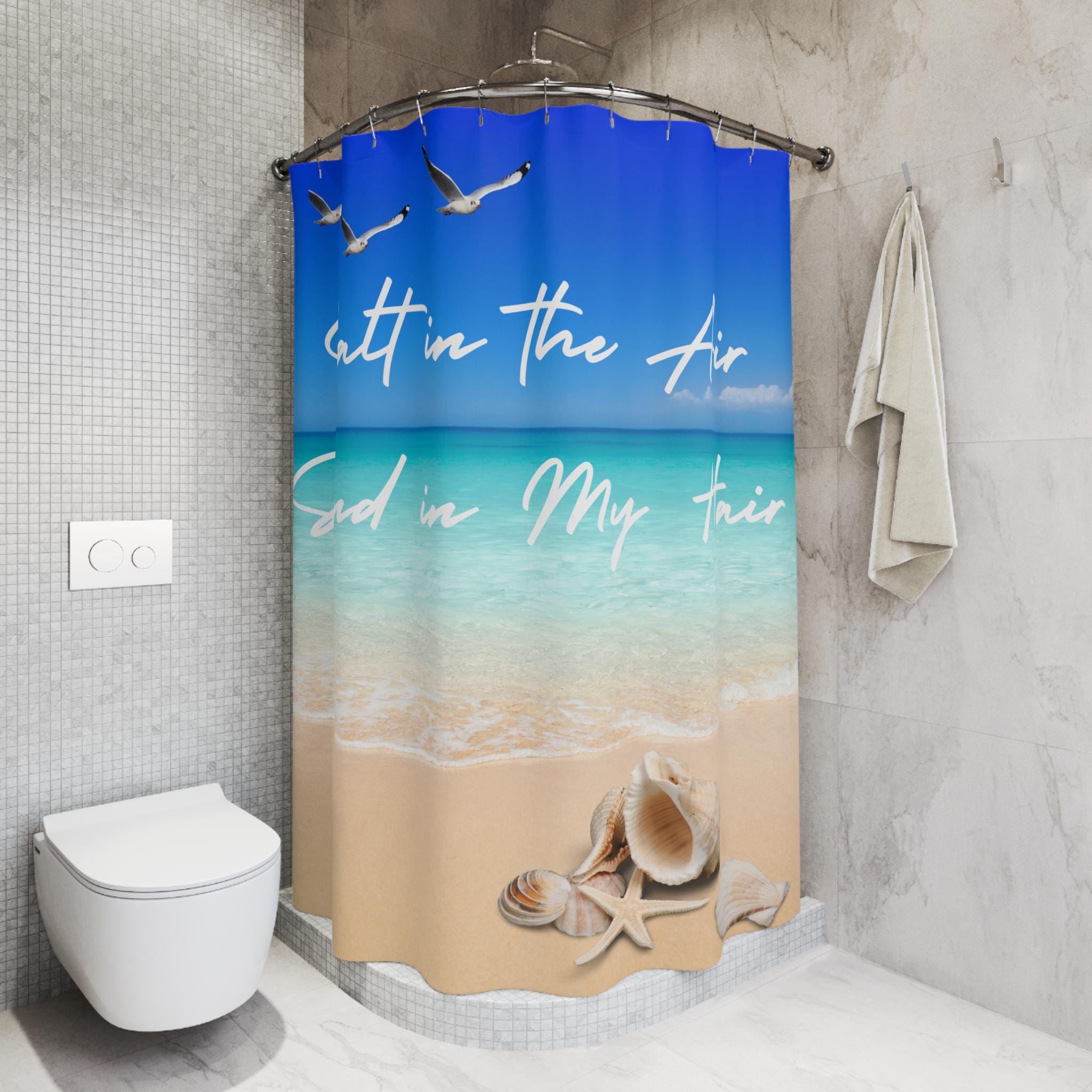 Salt in the Air and Sand in my Hair Shower Curtain Beach Coastal Bathroom, Vacation Home , New Home Gift, Shower Curtain for homeCurtain,
