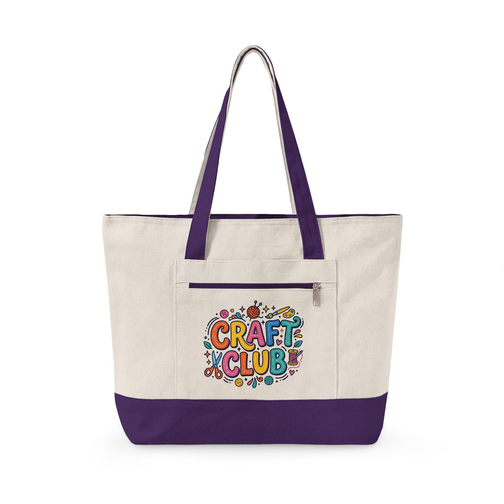 Heavy Canvas Zippered Tote Bag, Craft Supplies Organizer, Market Travel Bag
