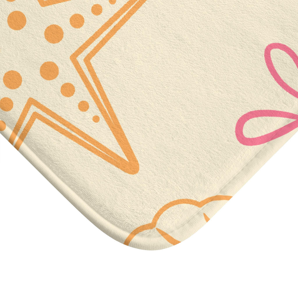 Pastel Seashell Starfish Pattern Bath Mat  Beach Bathroom Decor, Coastal Inspired Beach Bathroom Rug, Housewarming Gift, Seaside Bathroommat