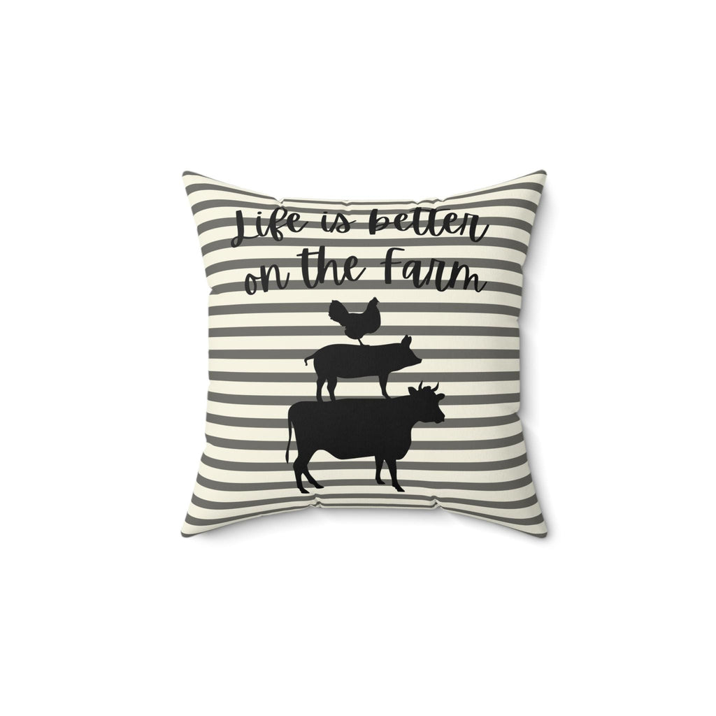 Farm Animal Stack pillow | striped farmhouse decor, "Life is Better on the Farm", County Home Deco, Rustic Farmhouse Pillow, New Home Gift