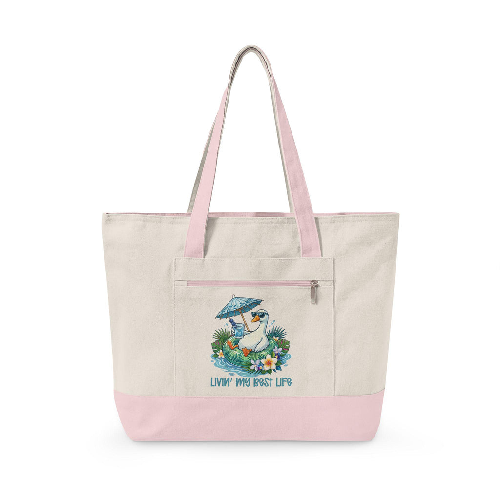 Beach Goose Canvas Tote Bag | Coastal Zippered Travel Bag