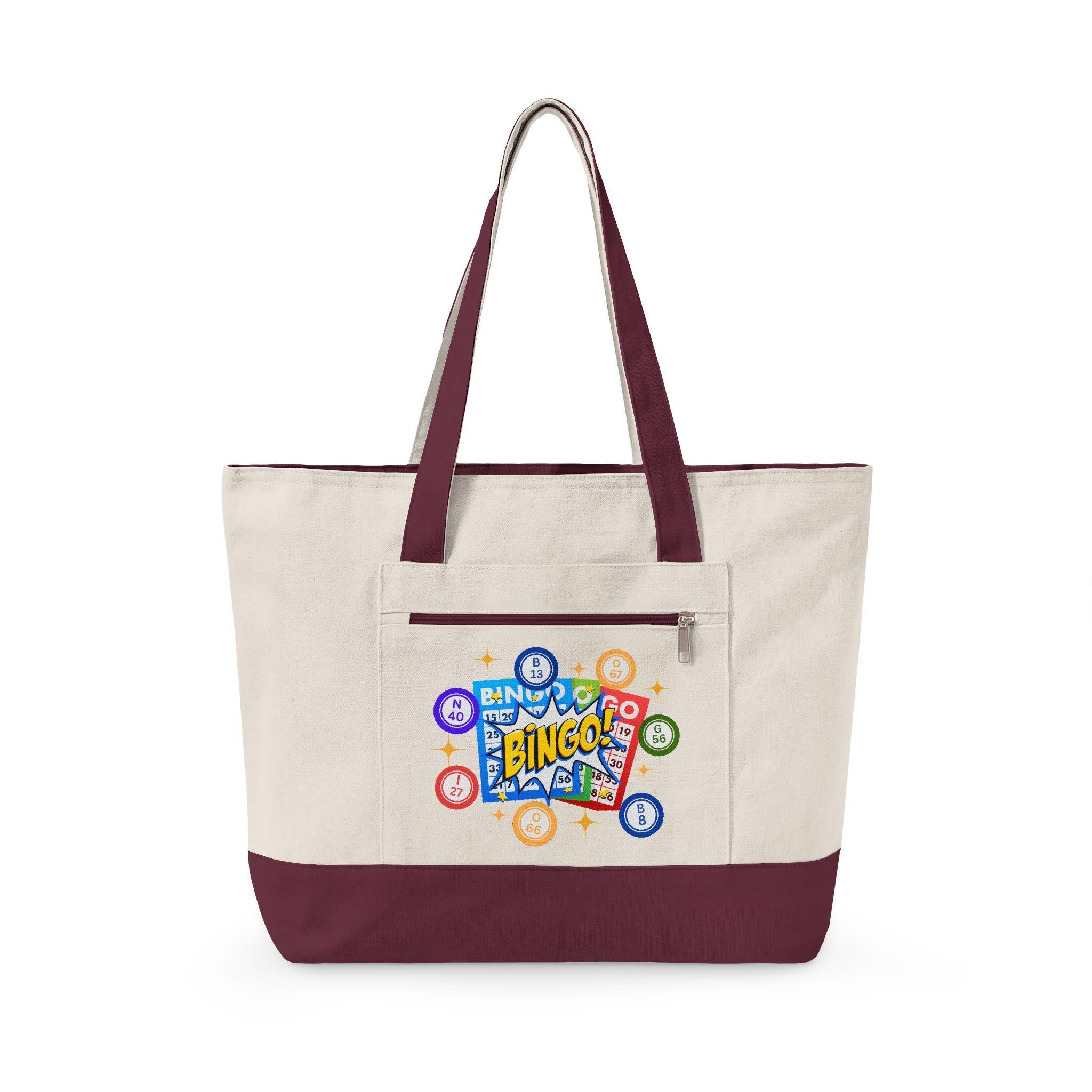 Zippered Canvas Bingo Tote Bag | Game Night, Bingo Caller Accessories