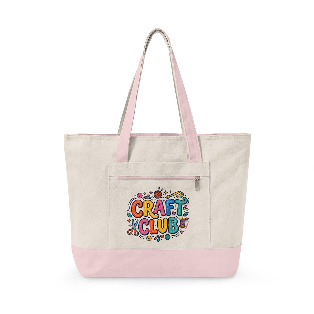 Heavy Canvas Zippered Tote Bag, Craft Supplies Organizer, Market Travel Bag
