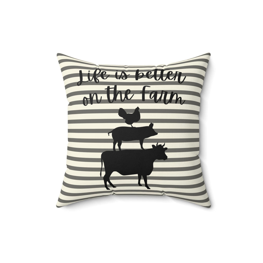 Farm Animal Stack pillow | striped farmhouse decor, "Life is Better on the Farm", County Home Deco, Rustic Farmhouse Pillow, New Home Gift