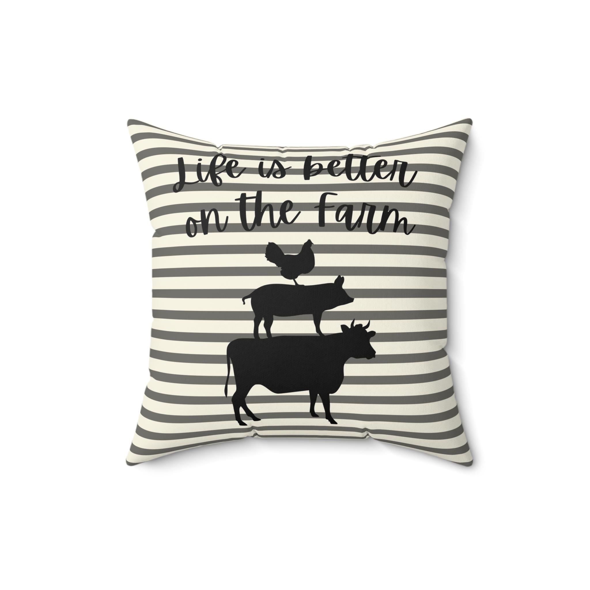 Farm Animal Stack pillow | striped farmhouse decor, "Life is Better on the Farm", County Home Deco, Rustic Farmhouse Pillow, New Home Gift
