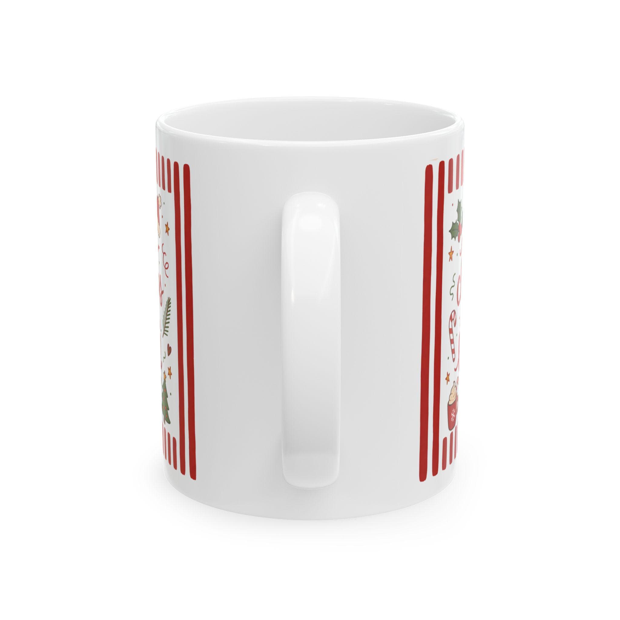 Festive Candy Cane Holly Christmas Typography Mug | 11oz 15oz
