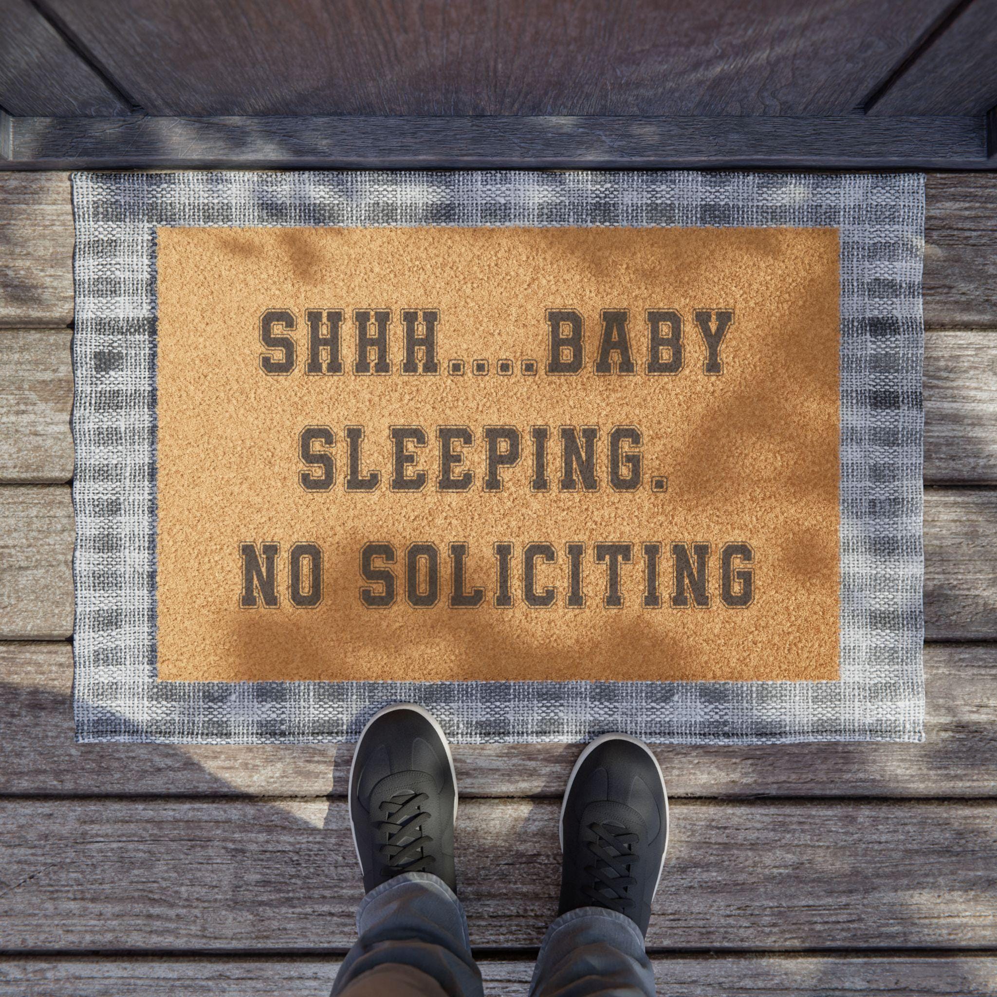 Baby Sleeping Doormat | Shhh No Soliciting, Coir Welcome Mat