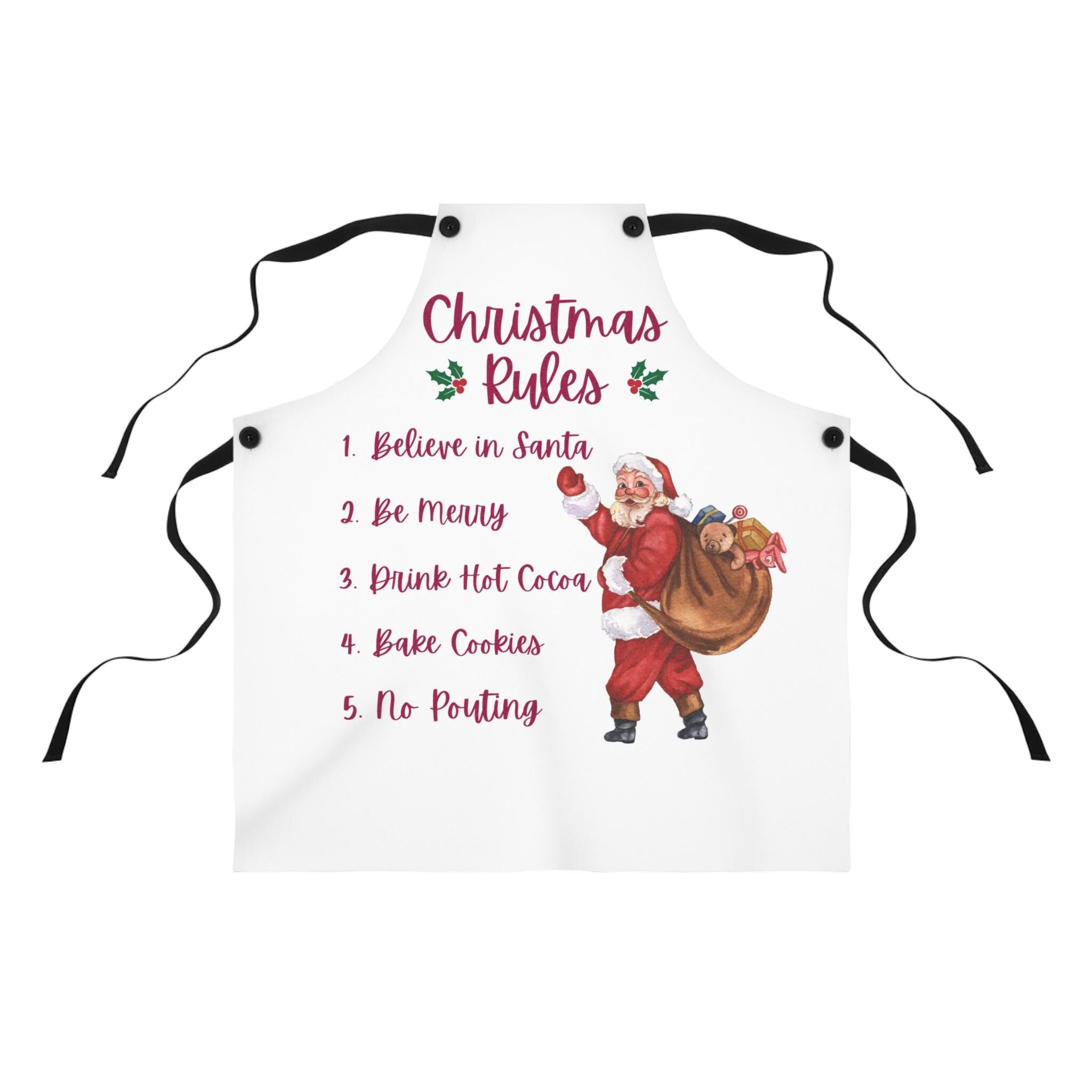Christmas Rules Kitchen Apron | Santa Holiday Baking