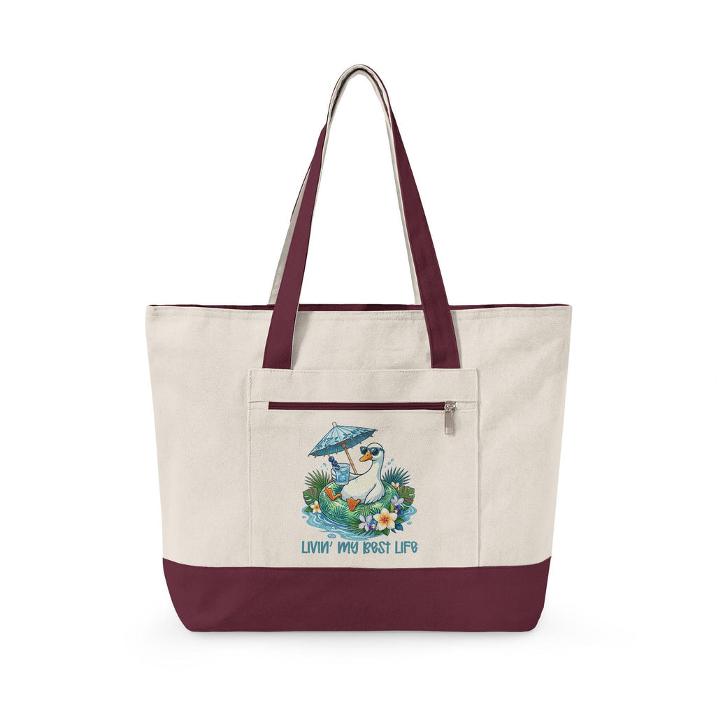 Beach Goose Canvas Tote Bag | Coastal Zippered Travel Bag