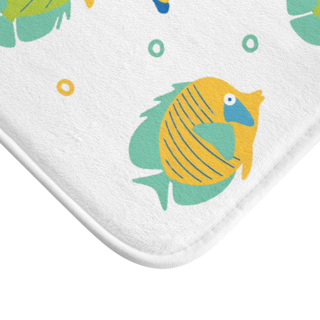 Colorful Tropical Fish Bath Mat | Nautical Ocean Pattern, Kids Bathroom, Fun Beach House Bathroom Rug, Coastal Gift Idea, Seaside Bathroom