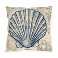 Nautical Blue Shell Pillow | Coastal Seaside Accent, Beach Porch Decor