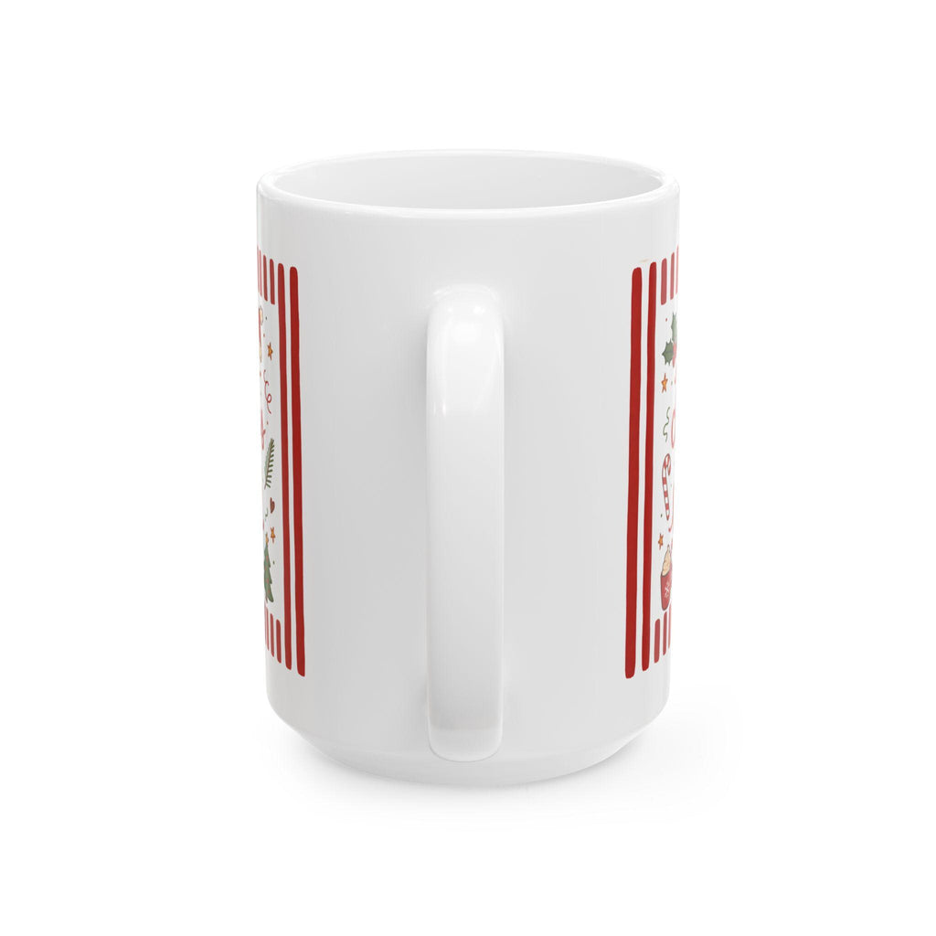 Festive Candy Cane Holly Christmas Typography Mug | 11oz 15oz