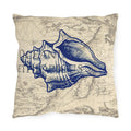 Nautical Conch Shell Pillow | Coastal Seaside Accent, Outdoor Porch Cushion