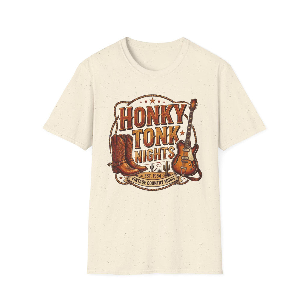Honky Tonk Nights T-Shirt | Vintage Cowboy Boots Guitar Country Music Tee