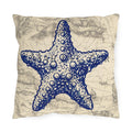 Nautical Blue Starfish Outdoor Pillow | Coastal Beach Decorative Cushion