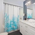 Blue Coral Reef Shower Curtain | Ocean Sea Life Bathroom Decor, Beach Vacation House Bathroom Curtain, New Home Bathroom Gift, Wedding Gift