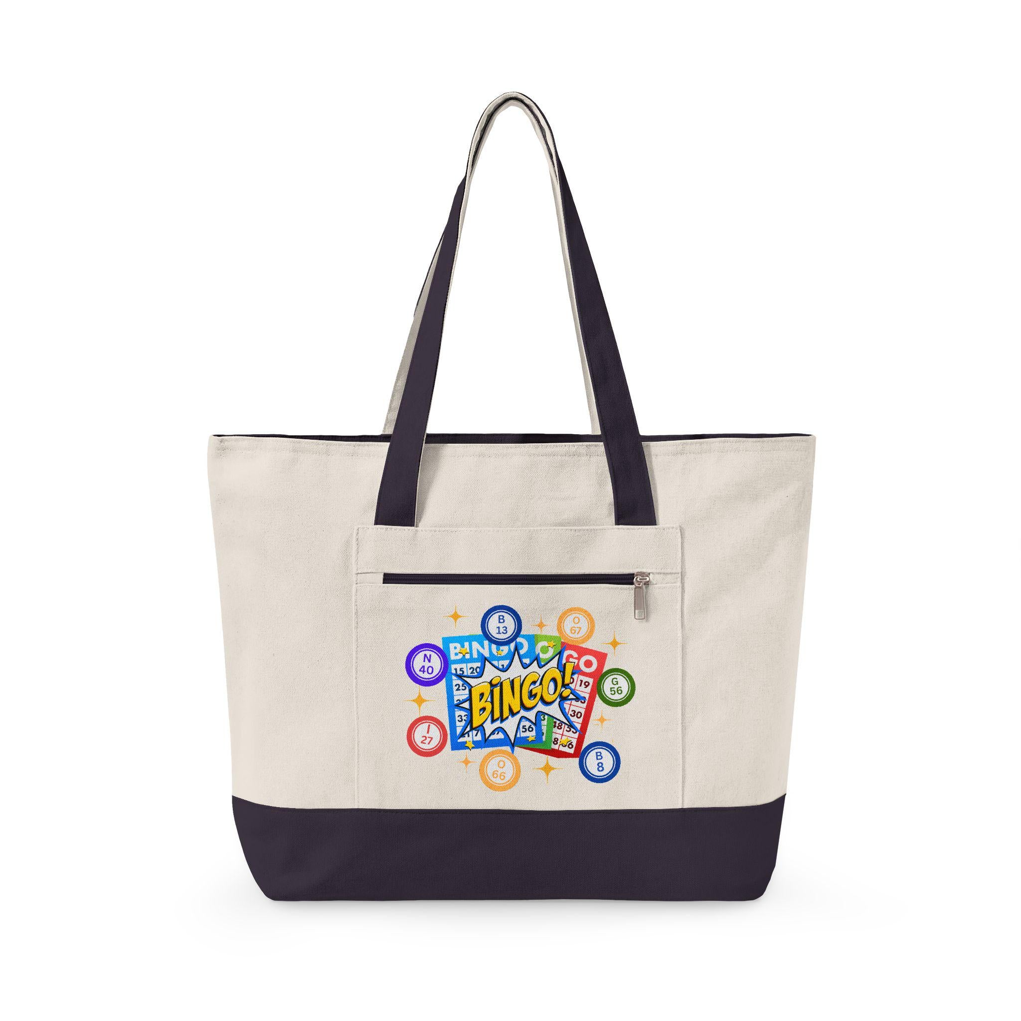 Zippered Canvas Bingo Tote Bag | Game Night, Bingo Caller Accessories
