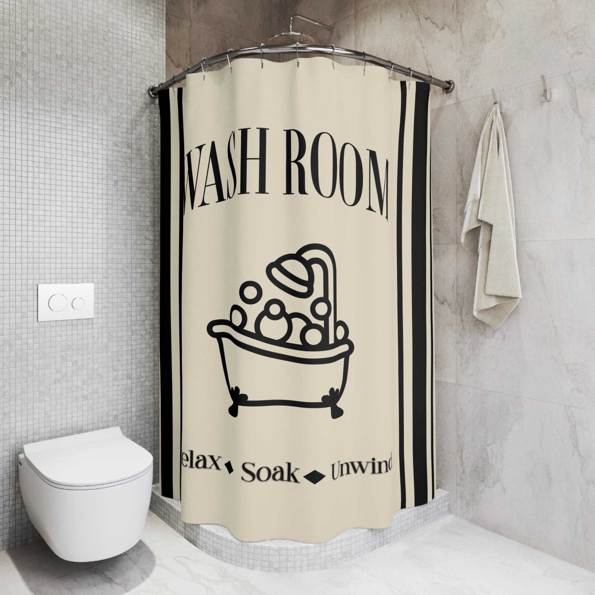 Wash Room bathtub illustration Shower Curtain | Relax Soak Unwind bathroom decor, Vintage Inspired Bathroom Accessory, Spa Shower Curtain