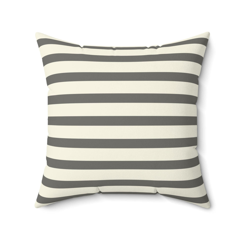 Gray Cream Horizontal Stripe Square Pillow, Modern Farmhouse Accent Cushion