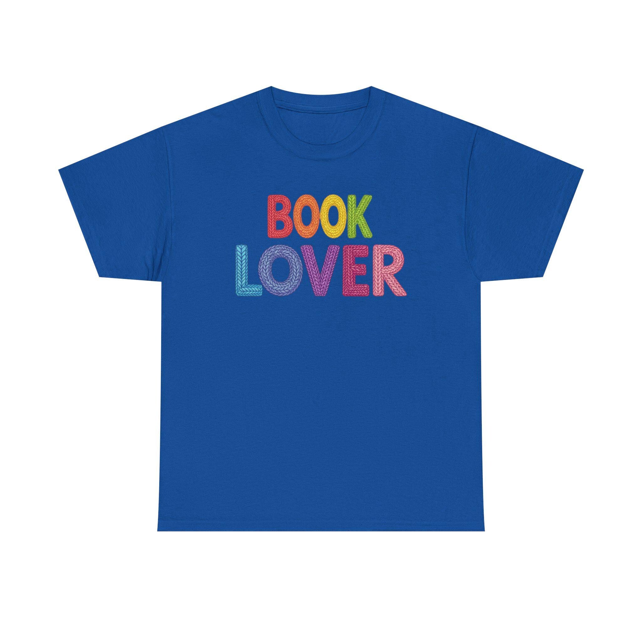 Book Lover Tee | Rainbow Stitched Text, Crew Neck Cotton Shirt