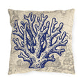 Nautical Blue Coral Outdoor Pillow | Coastal Seaside Map Accent, Beach House Porch Cushion