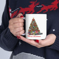 Merry Christmas Tree Mug, Nutcracker Train Gifts Coffee Cup, Vintage Holiday Mug, Christmas Morning Mug Gift, Xmas Tree Hot Cocoa Mug