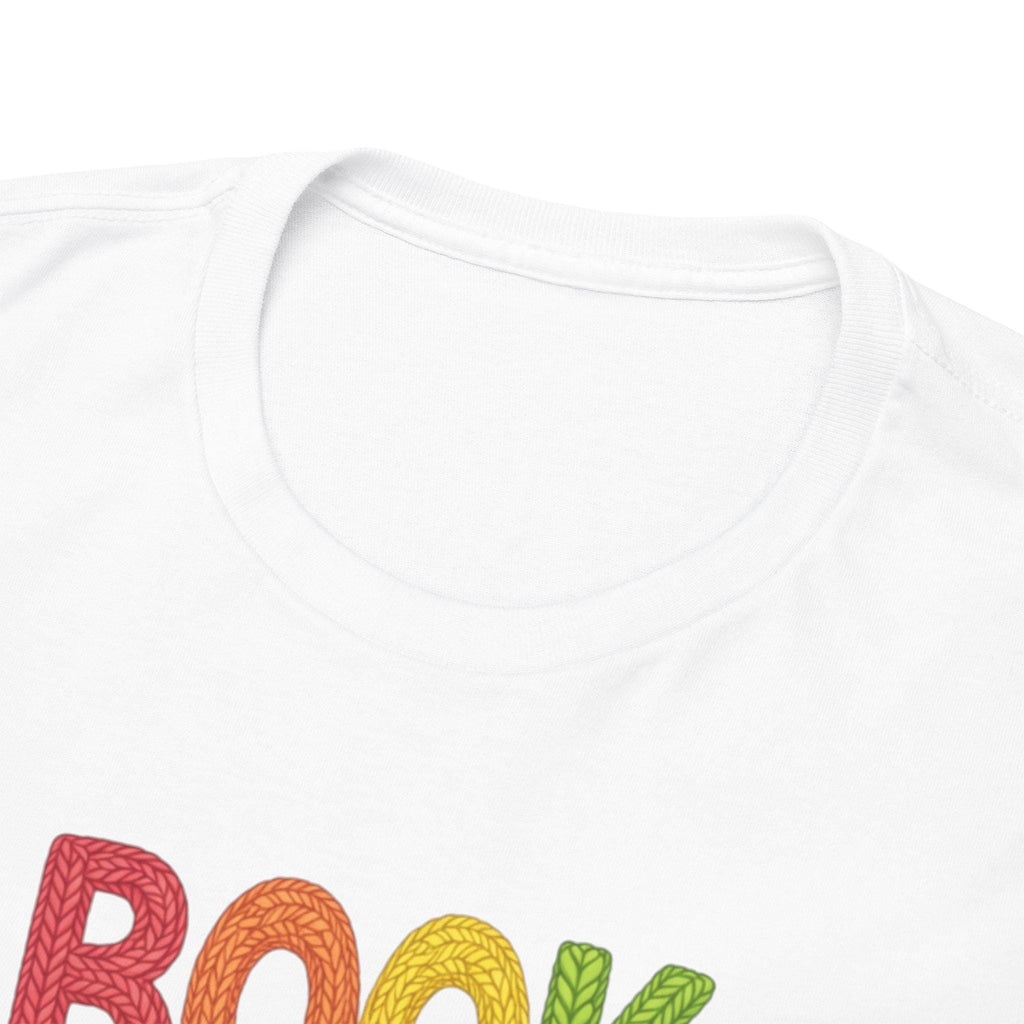 Book Lover Tee | Rainbow Stitched Text, Crew Neck Cotton Shirt