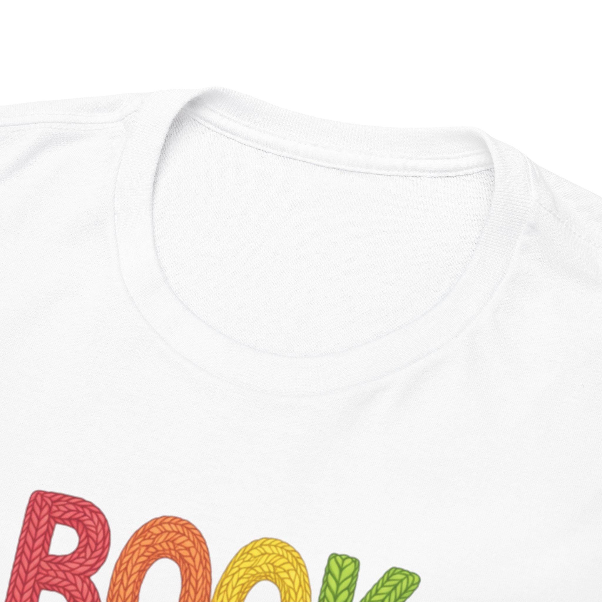 Book Lover Tee | Rainbow Stitched Text, Crew Neck Cotton Shirt
