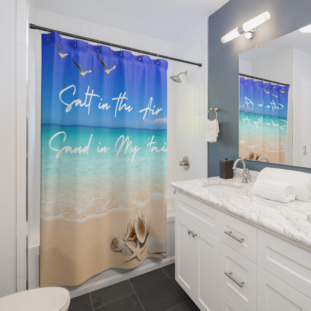 Salt in the Air and Sand in my Hair Shower Curtain Beach Coastal Bathroom, Vacation Home , New Home Gift, Shower Curtain for homeCurtain,