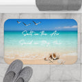 Salt in the Air Beach Scene Bath Mat | Seashells, Ocean Waves, Coastal Décor, Coastal Bathroom Deco, Seaside Bathroom Rug, Housewarming Gift