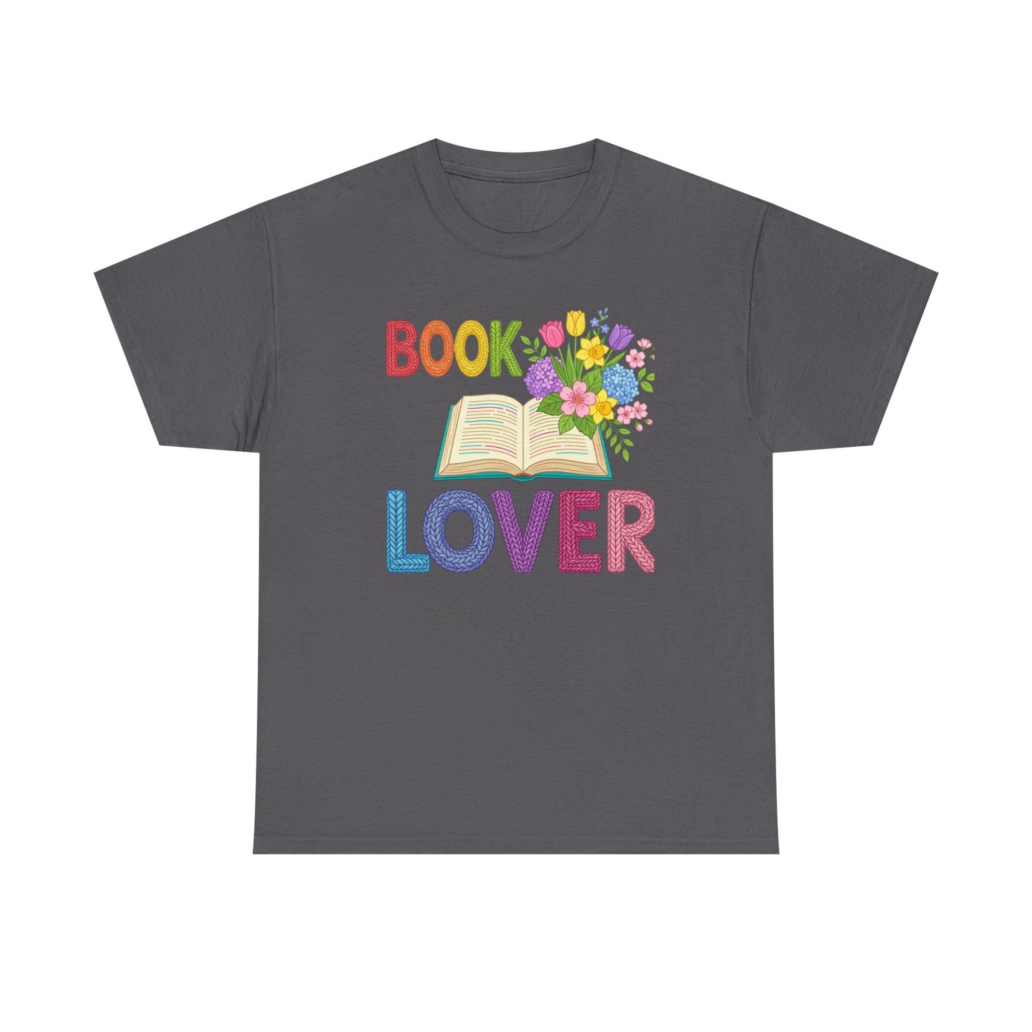 Book Lover T-Shirt | Open Book with Flowers, Colorful Text, Reading Tee
