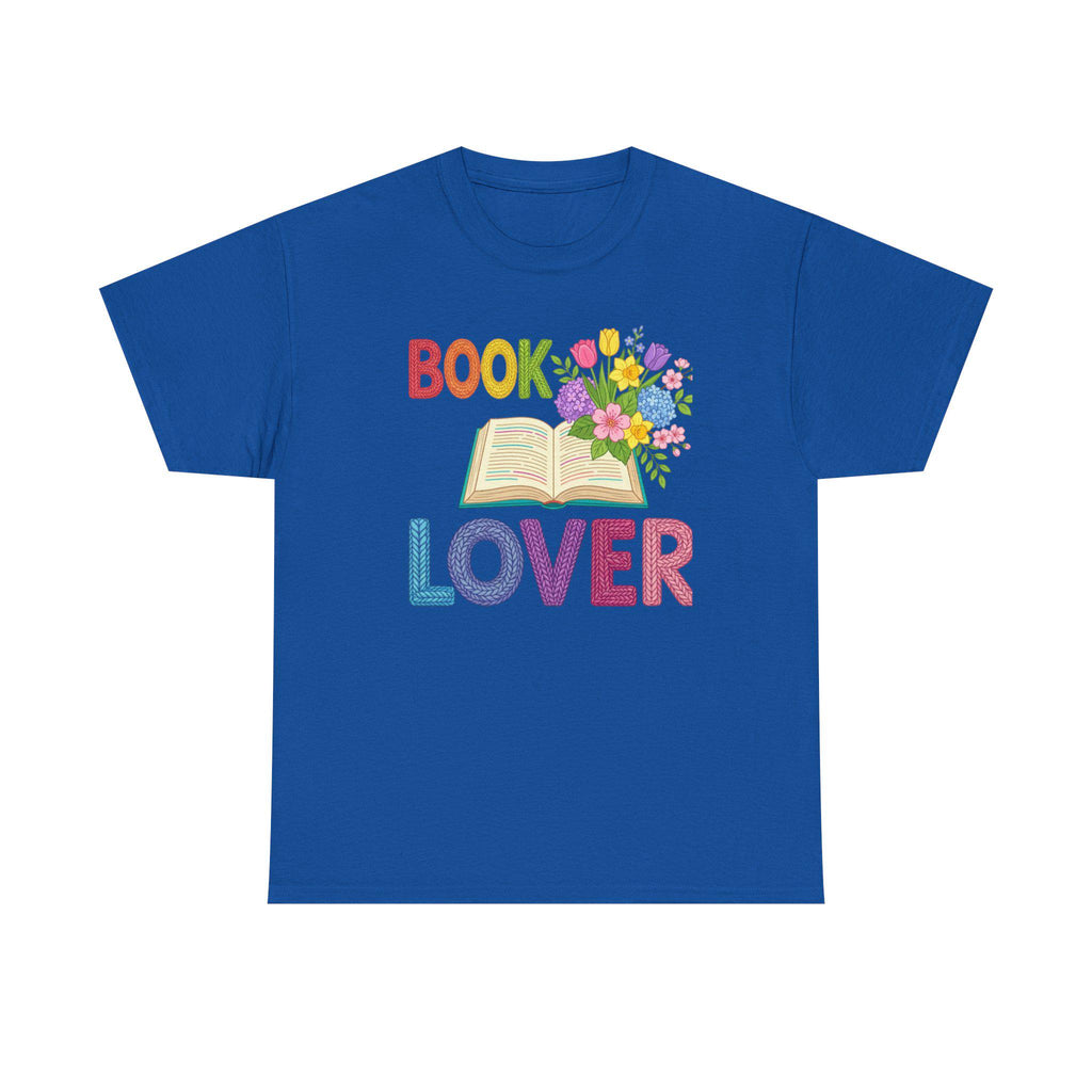 Book Lover T-Shirt | Open Book with Flowers, Colorful Text, Reading Tee