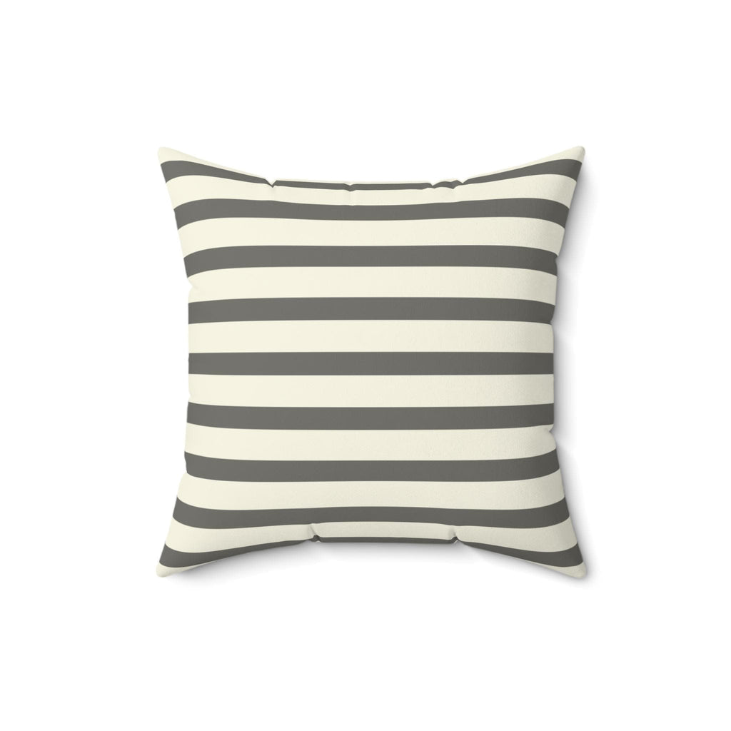 Gray Cream Horizontal Stripe Square Pillow, Modern Farmhouse Accent Cushion