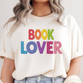 Book Lover Tee | Rainbow Stitched Text, Crew Neck Cotton Shirt