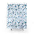 Blue Butterfly Shower Curtain — Soft Watercolor Butterflies Bathroom Decor