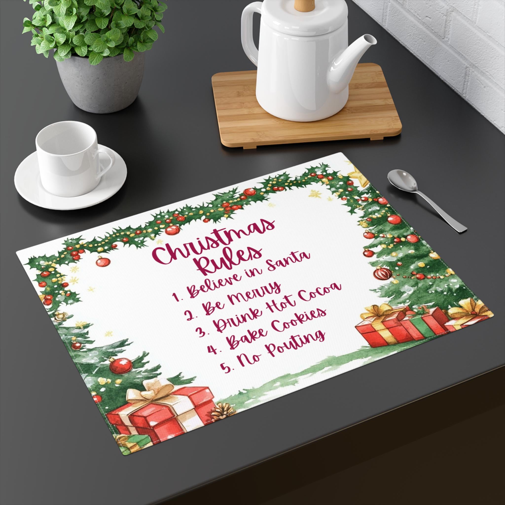 Christmas Rules Cotton Placemat | Festive Holiday Decor