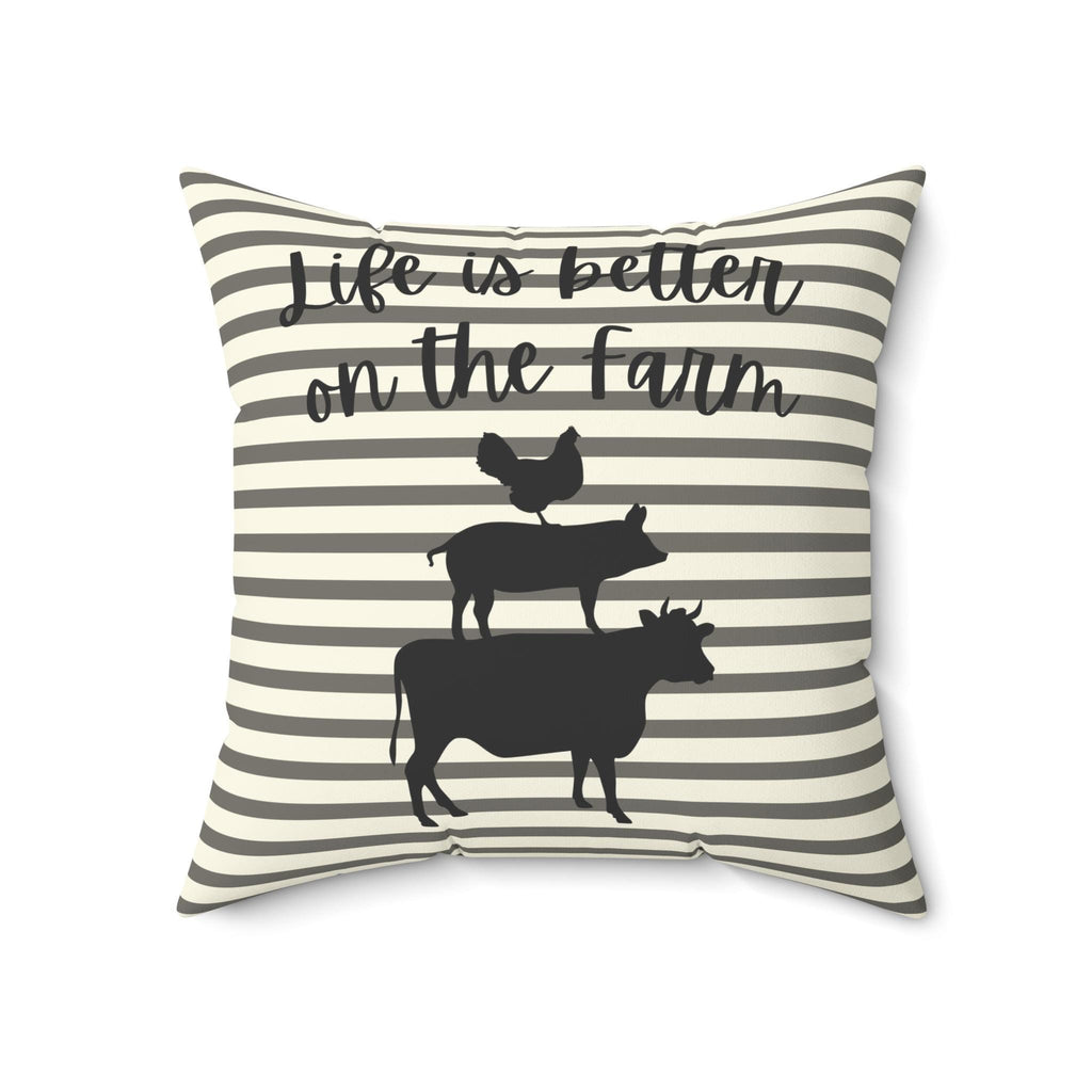Farm Animal Stack pillow | striped farmhouse decor, "Life is Better on the Farm", County Home Deco, Rustic Farmhouse Pillow, New Home Gift
