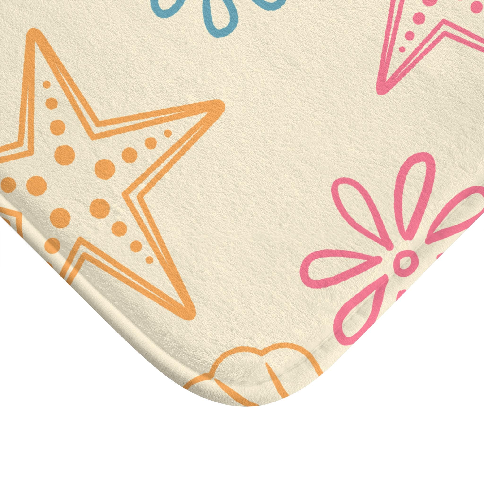 Pastel Seashell Starfish Pattern Bath Mat  Beach Bathroom Decor, Coastal Inspired Beach Bathroom Rug, Housewarming Gift, Seaside Bathroommat