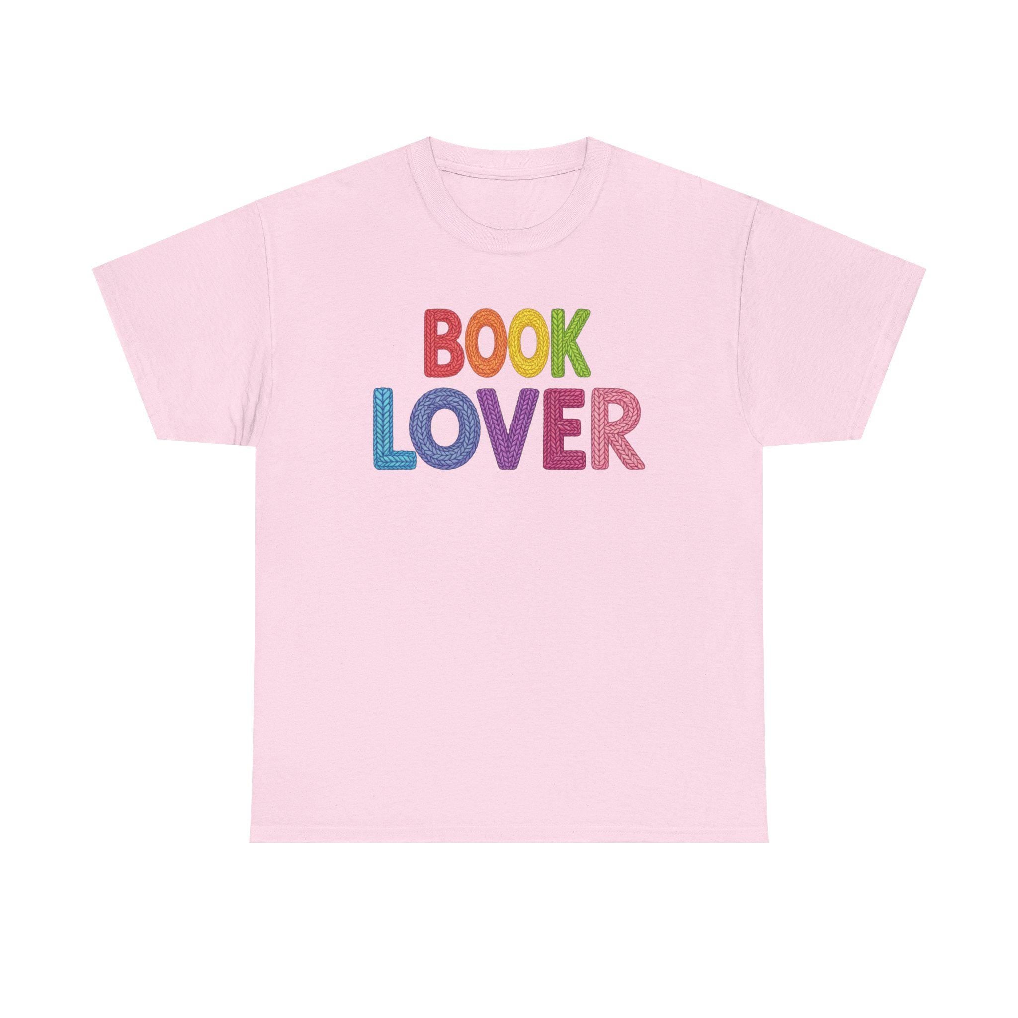 Book Lover Tee | Rainbow Stitched Text, Crew Neck Cotton Shirt