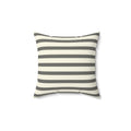 Gray Cream Horizontal Stripe Square Pillow, Modern Farmhouse Accent Cushion