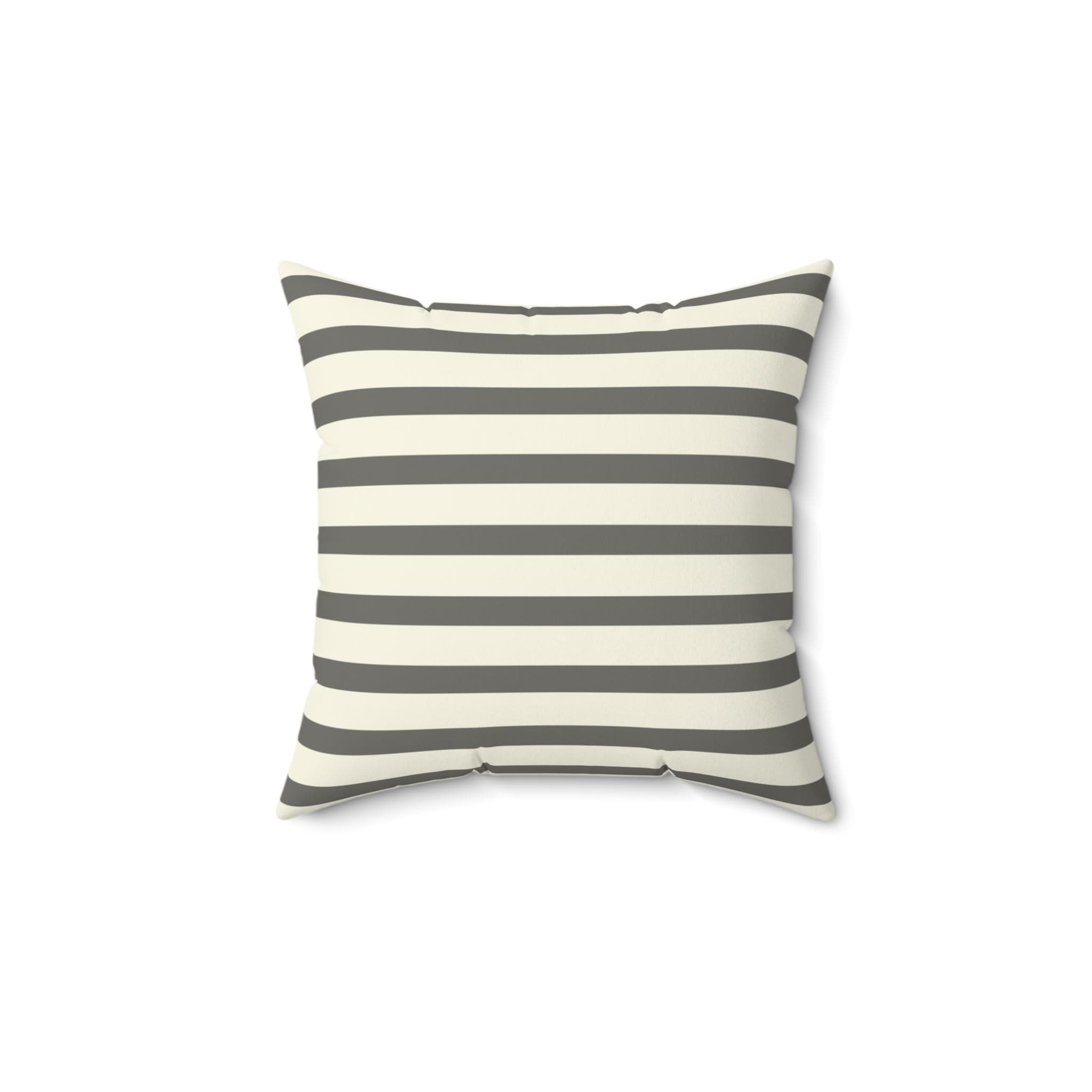 Gray Cream Horizontal Stripe Square Pillow, Modern Farmhouse Accent Cushion