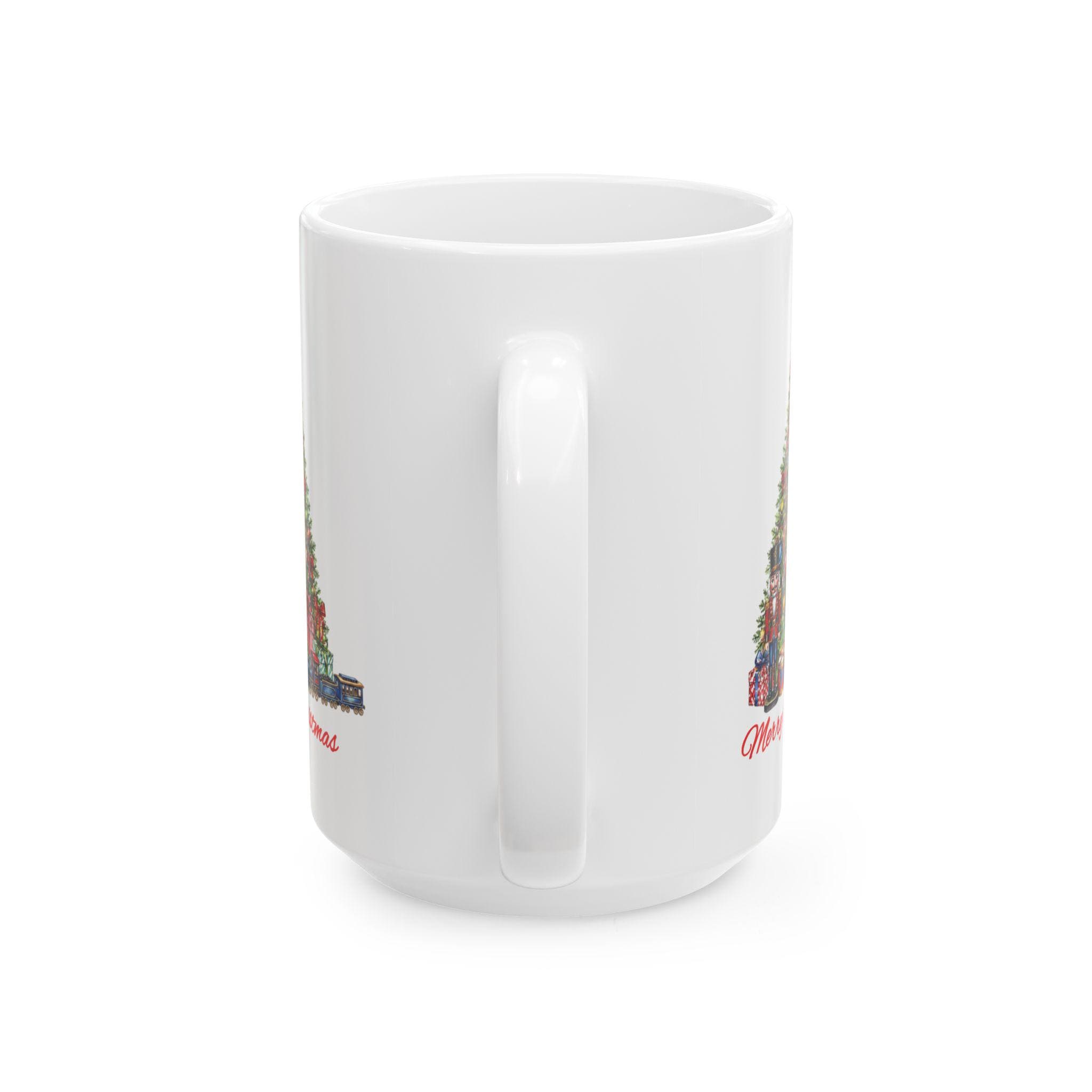 Merry Christmas Tree Mug, Nutcracker Train Gifts Coffee Cup, Vintage Holiday Mug, Christmas Morning Mug Gift, Xmas Tree Hot Cocoa Mug