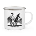 Cowboy & Horse Enamel Camping Mug: Rustic Western Decor Gift