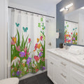 Colorful Wildflower Meadow Shower Curtain | Butterflies, Grass, Floral, New Home Bathroom Gift, Flower Pattern Shower Curtain