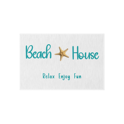 Beach House Starfish Outdoor Rug | Coastal Entry Mat, Patio Decor