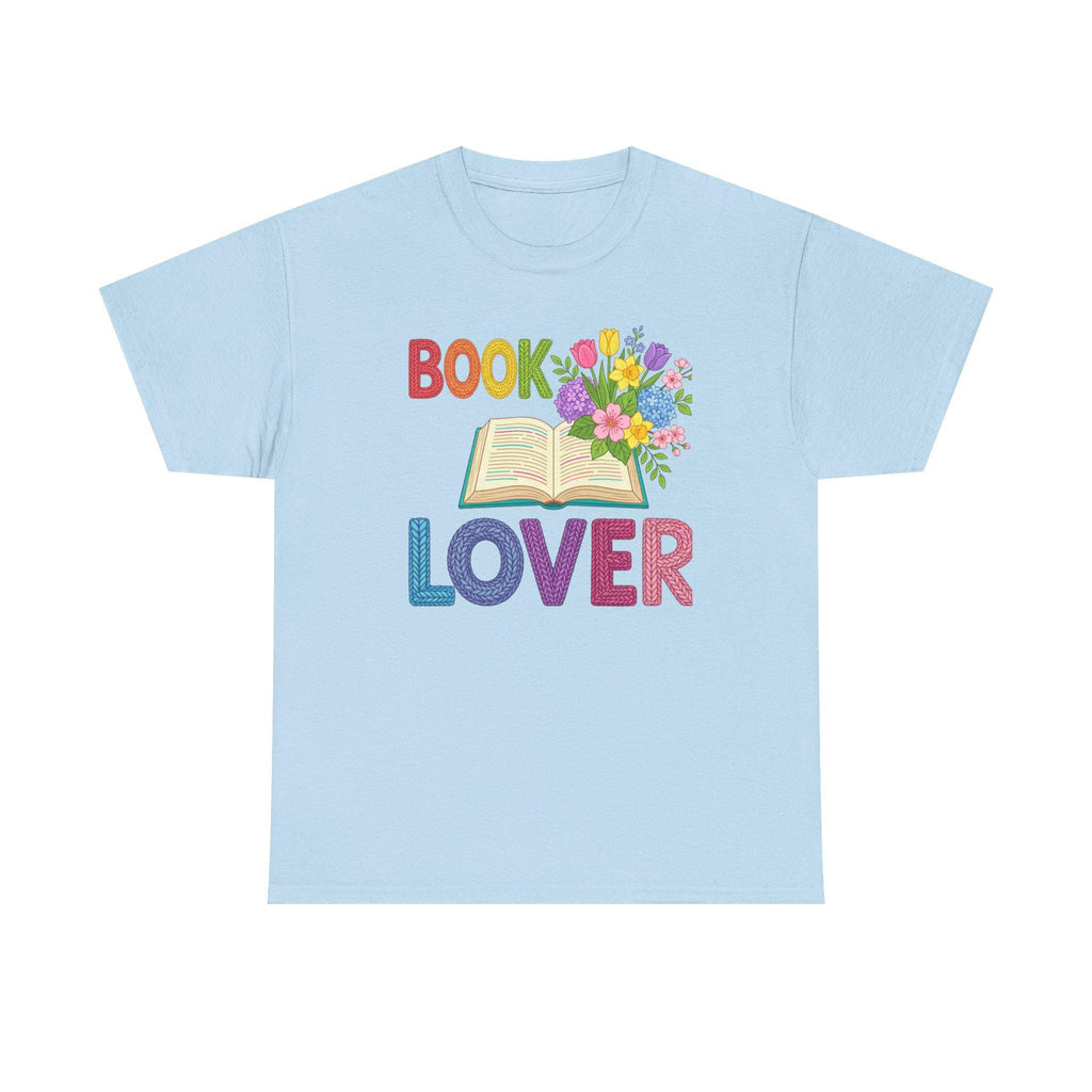 Book Lover T-Shirt | Open Book with Flowers, Colorful Text, Reading Tee
