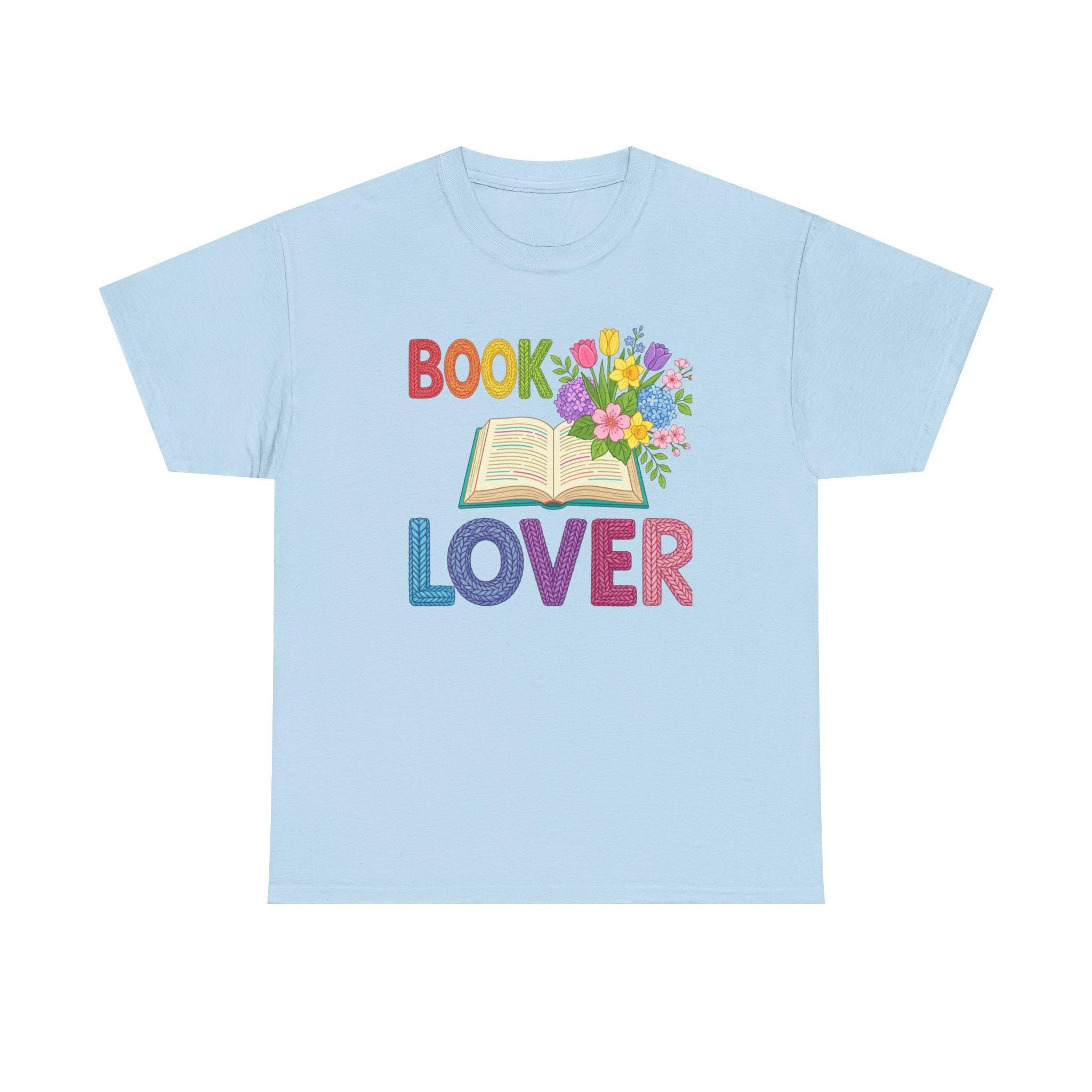 Book Lover T-Shirt | Open Book with Flowers, Colorful Text, Reading Tee