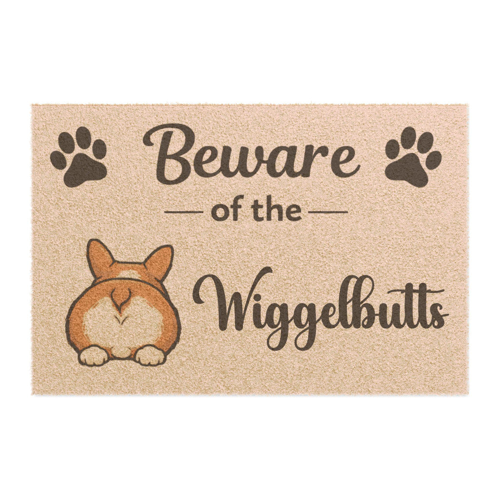 Beware of Wigglebutts Corgi Doormat | Funny Dog Welcome Mat