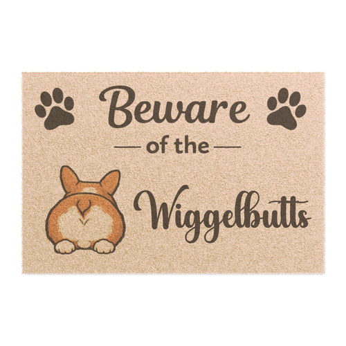 Beware of Wigglebutts Corgi Doormat | Funny Dog Welcome Mat